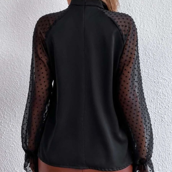 Classic Swiss Dot Sheer Sleeve Blouse - Picture 4 of 8